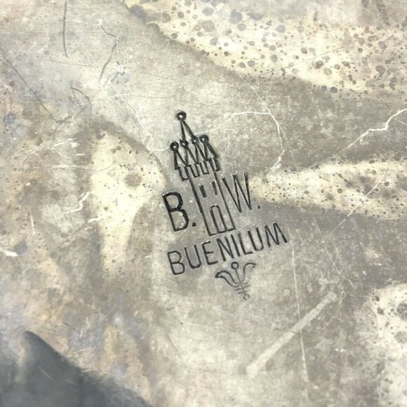 Buenilum Hammered Aluminum Grape Leaf Tray With Twisted Vine Handle Vintage - Picture 7 of 7